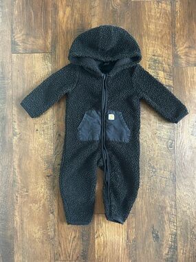 Carhartt kids black Sherpa fleece hooded bunting suit